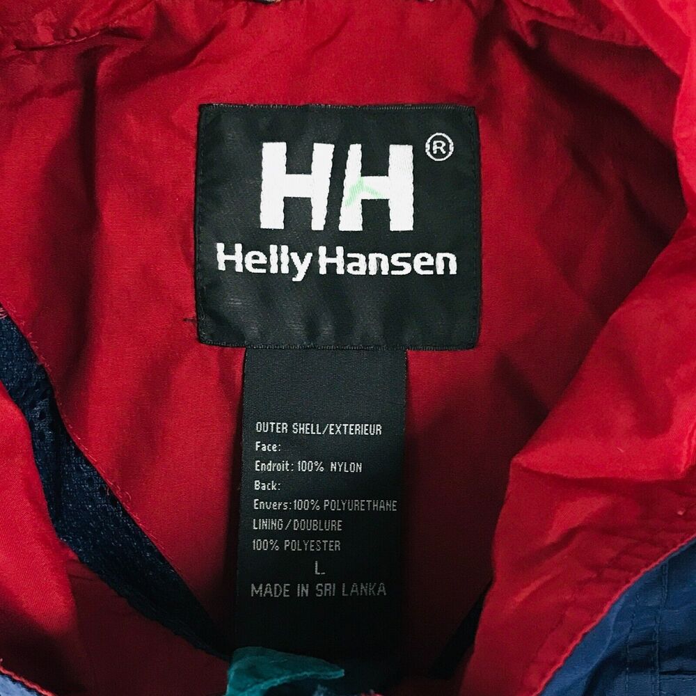 Helly Hansen Men's Large Jacket Blue High Neck Full Zip Snap Button Rain BN13 - Picture 2 of 4